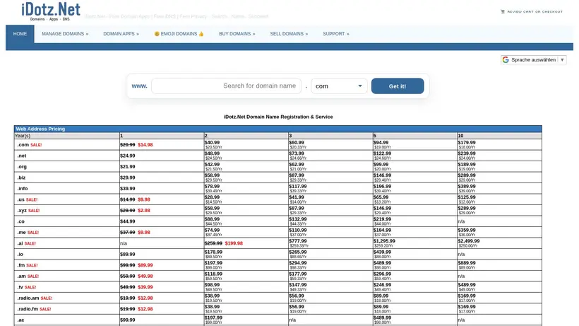 iDotz homepage screenshot
