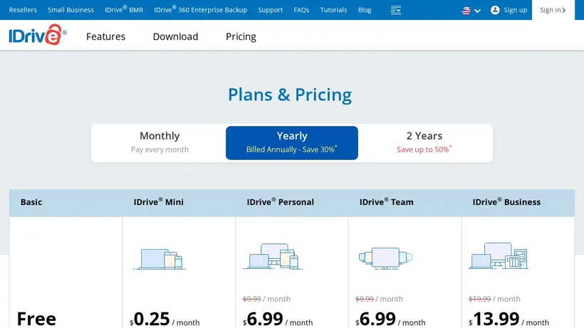 iDrive homepage screenshot