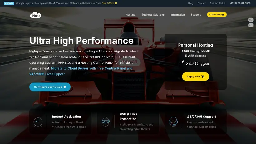 iHost homepage screenshot