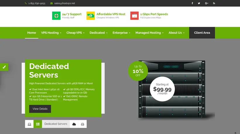 iHost VPS homepage screenshot