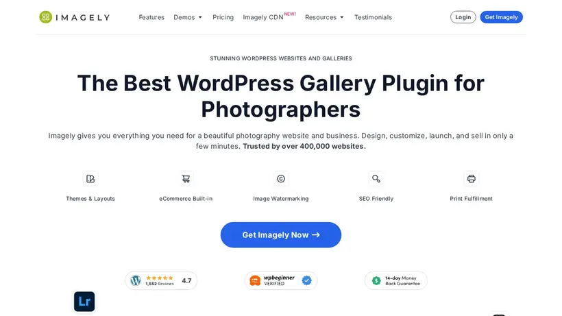 Imagely homepage screenshot