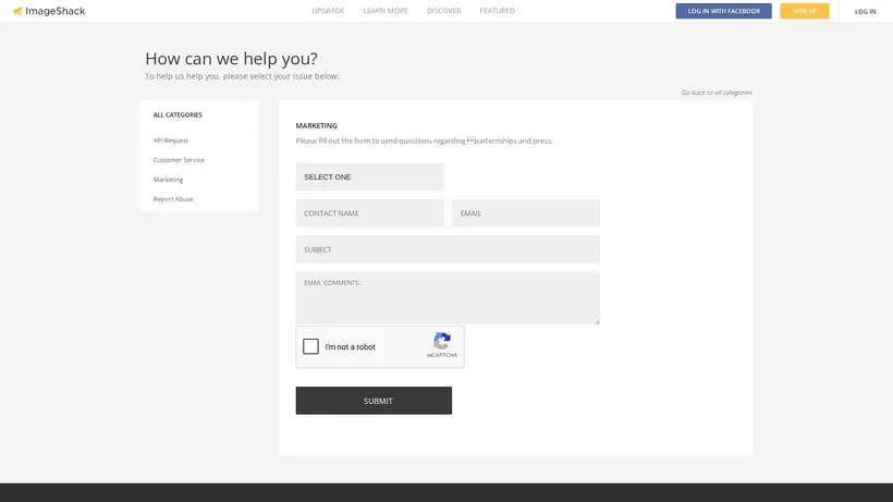 ImageShack homepage screenshot