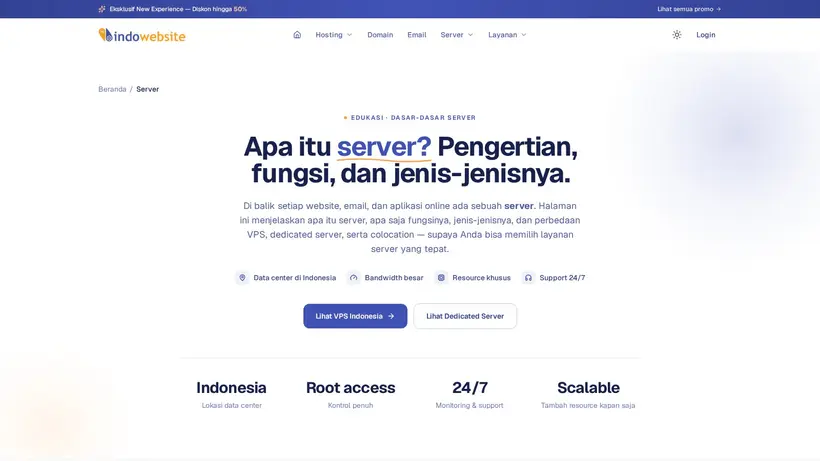 Indo Website homepage screenshot