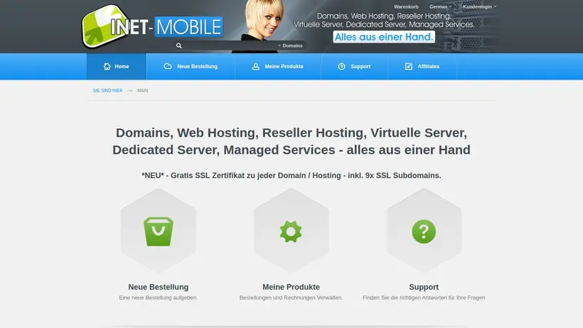 Inet Mobile homepage screenshot