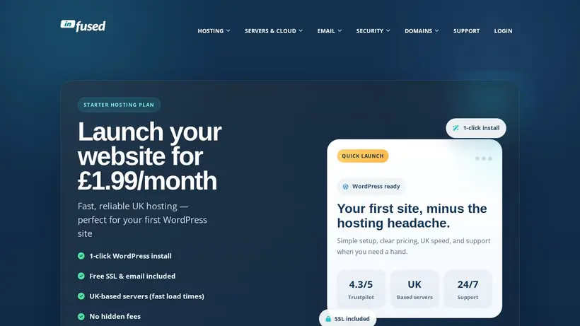 Infused Hosting UK homepage screenshot