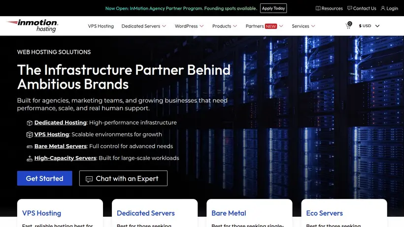 InMotionHosting homepage screenshot