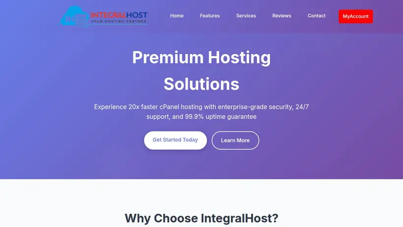Integral Host homepage screenshot