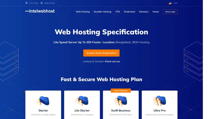 Intel Web Host homepage screenshot