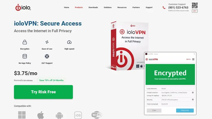 Iolo Technologies homepage screenshot