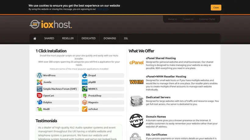 Iox Host homepage screenshot