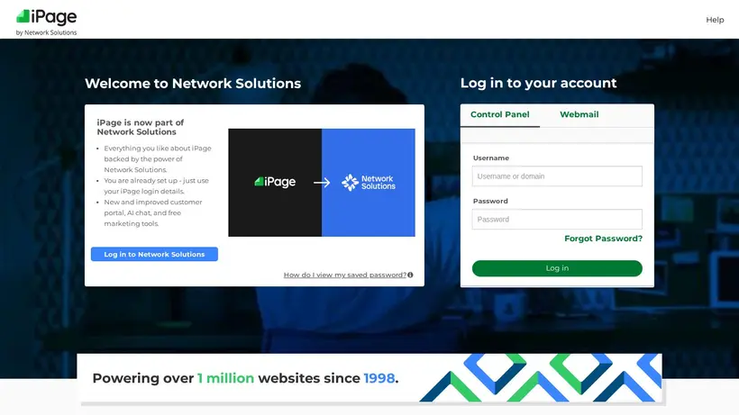 iPage homepage screenshot