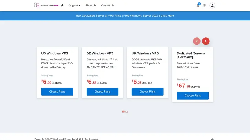 iPortal Host homepage screenshot