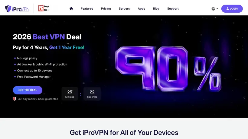 iPro VPN homepage screenshot