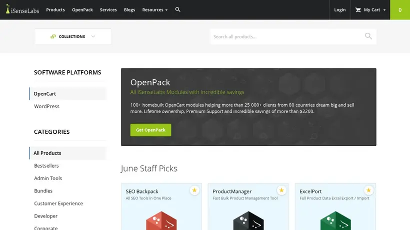 iSenseLabs homepage screenshot
