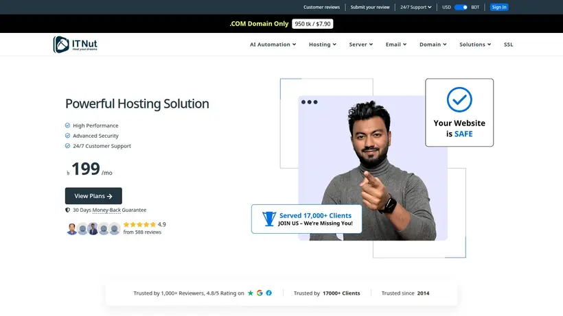 IT Nut Hosting homepage screenshot