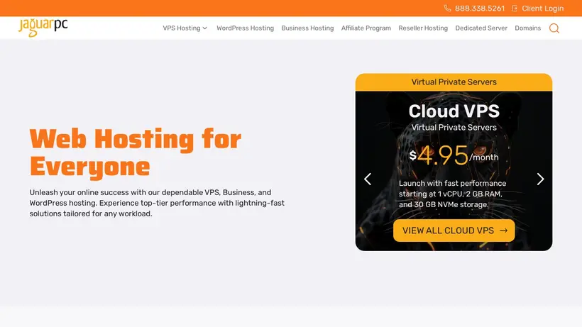 JaguarPC homepage screenshot