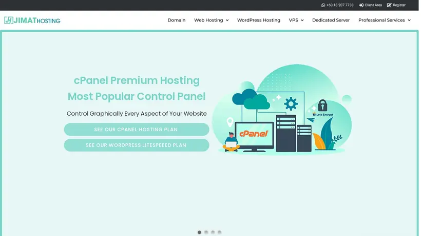Jimat Hosting homepage screenshot