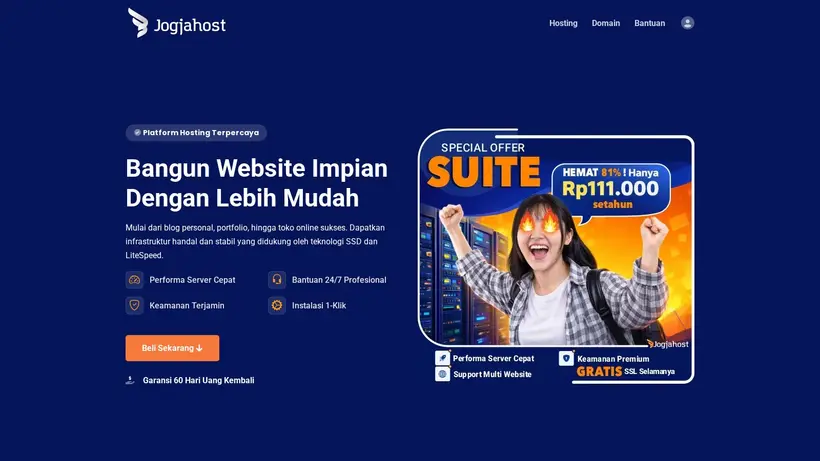 Jogja Host homepage screenshot