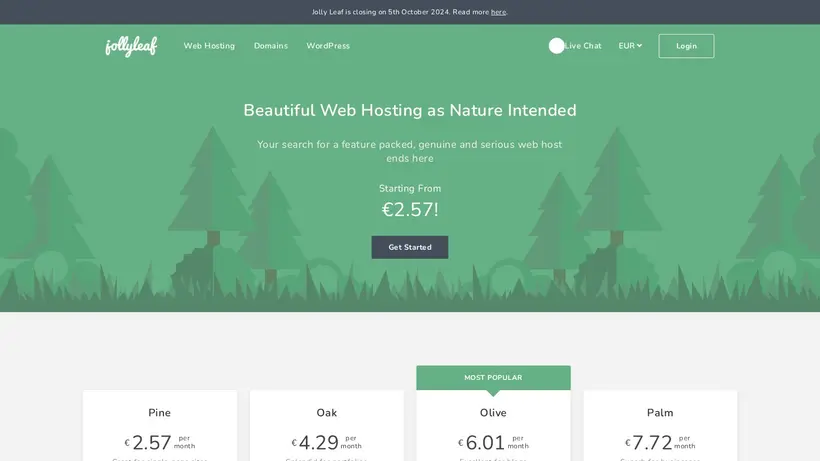 Jolly Leaf homepage screenshot