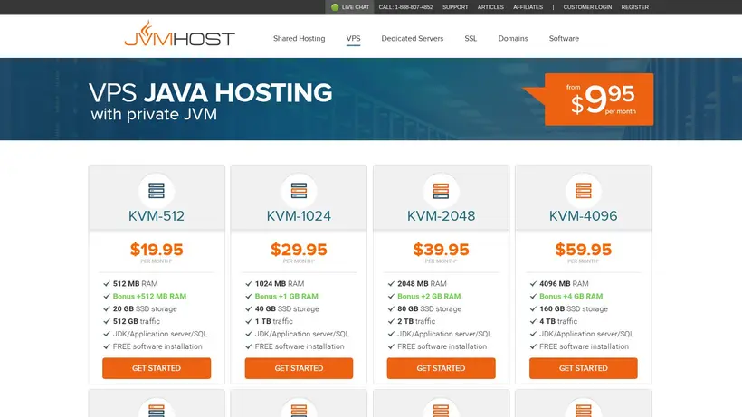 JVM Host homepage screenshot