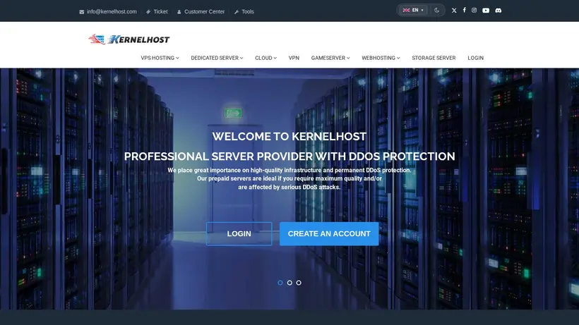 Kernel Host homepage screenshot