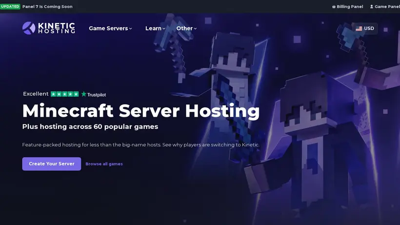 Kinetic Hosting homepage screenshot