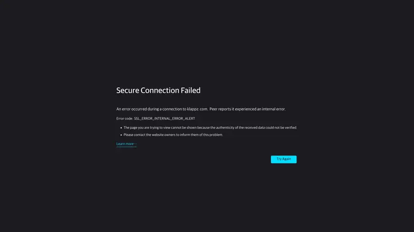 Klappz homepage screenshot