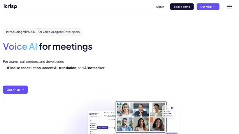 Krisp AI homepage screenshot