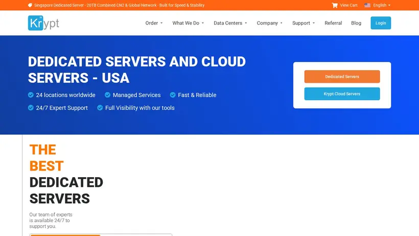 Krypt Cloud homepage screenshot