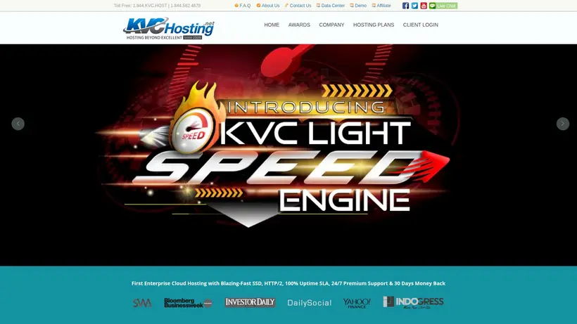 KVChosting homepage screenshot