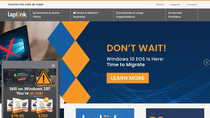 Laplink homepage screenshot
