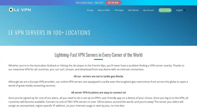 LE VPN homepage screenshot