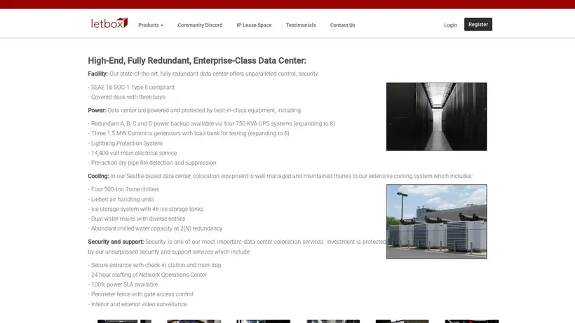 Letbox homepage screenshot