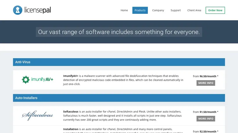 LicensePal homepage screenshot
