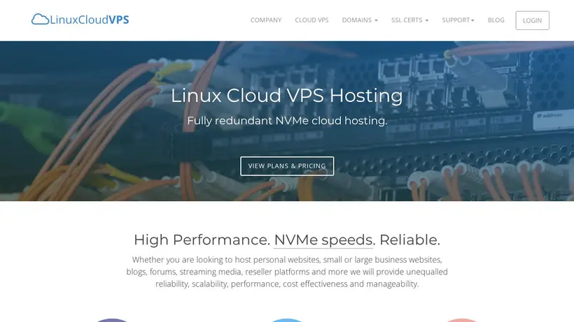 Linux Cloud VPS homepage screenshot