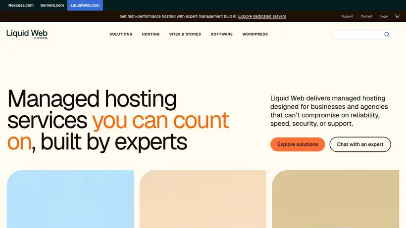 Liquid Web homepage screenshot