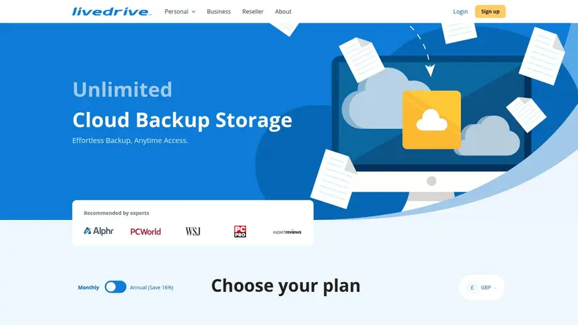 Livedrive homepage screenshot