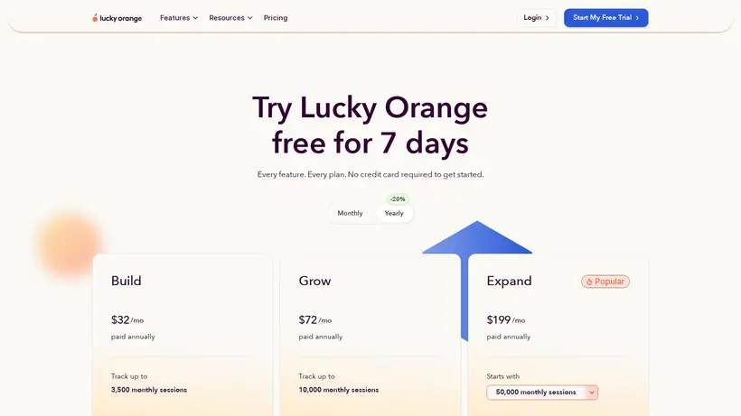 LuckyOrange homepage screenshot