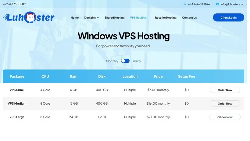 Luhoster homepage screenshot