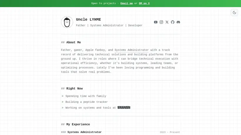 LYHME Hosting homepage screenshot