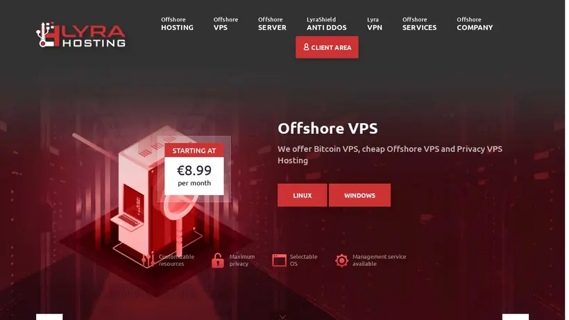 Lyra Hosting homepage screenshot