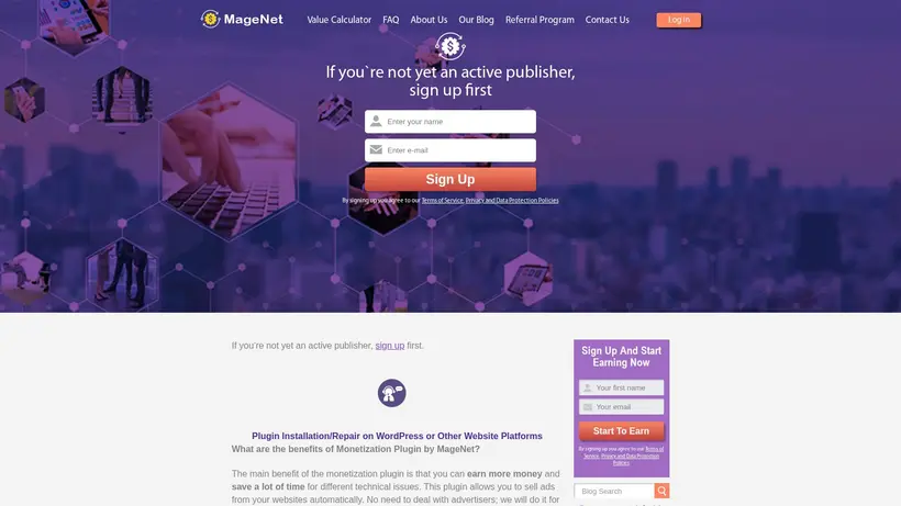 Magenet homepage screenshot
