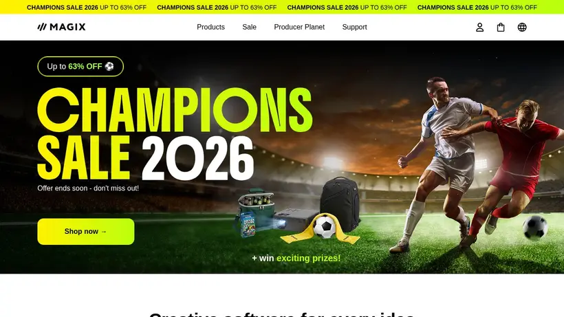 Magix homepage screenshot