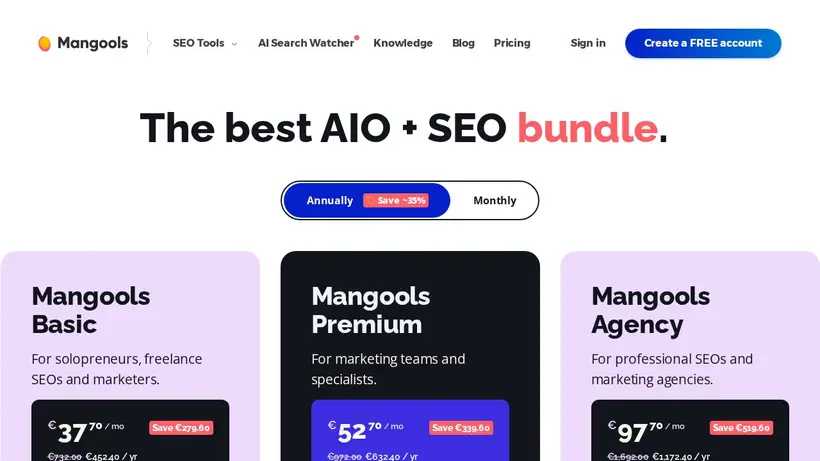 Mangools homepage screenshot