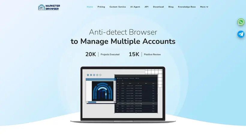 MarketerBrowser homepage screenshot