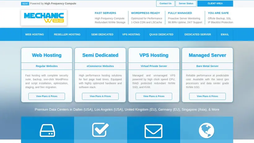 Mechanic Web homepage screenshot