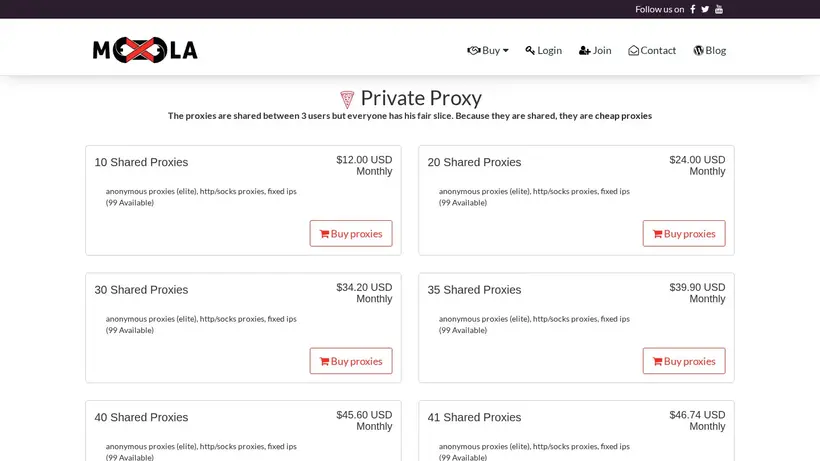 Mexela homepage screenshot