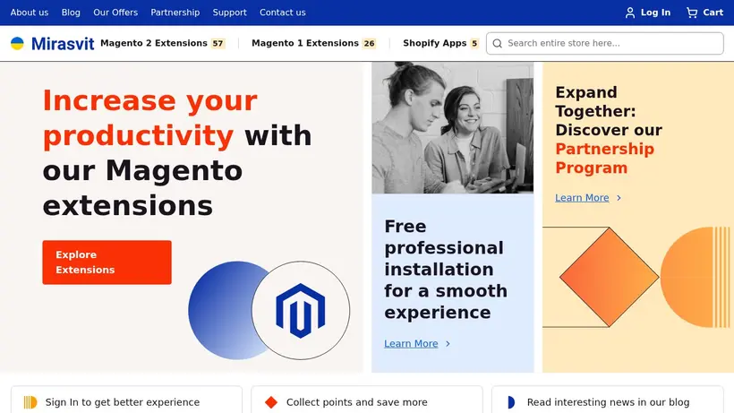 Mirasvit homepage screenshot