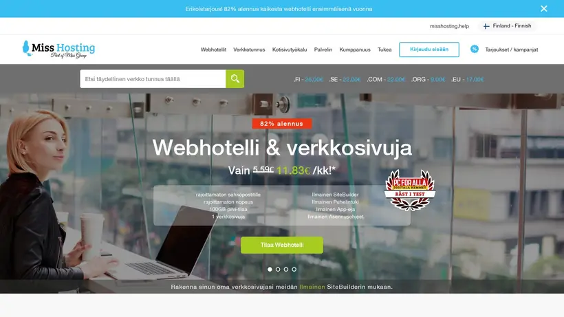 Misshosting.fi homepage screenshot