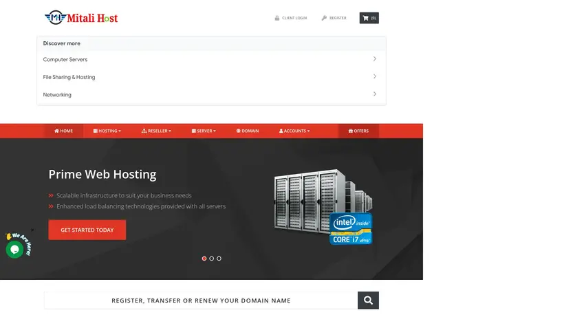 Mitali Host homepage screenshot